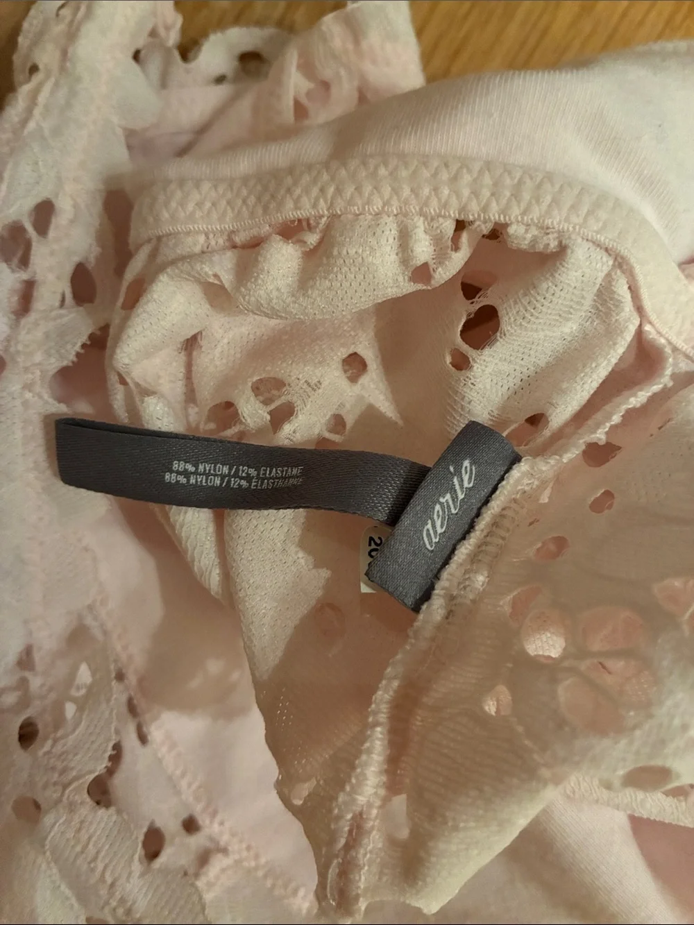 aerie Eyelet Lace Bralette Set in Light Pink and Black